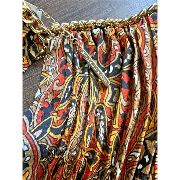 Michael Kors Women's Plus Size Pleated Printed Chain-Neck Top  Blouse Brown 3X - Picture 10 of 11